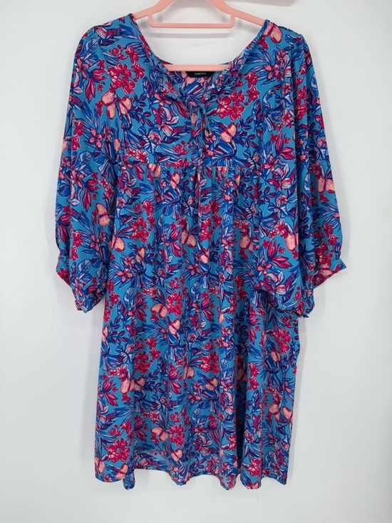 Dokotoo Dresses & Skirts - Dokotoo Women's Blue and Pink  Floral Mini Dress With Tie Neck Size XL